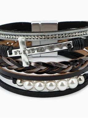 Blessed Black and Brown Multi-Strand Leather Bracelet